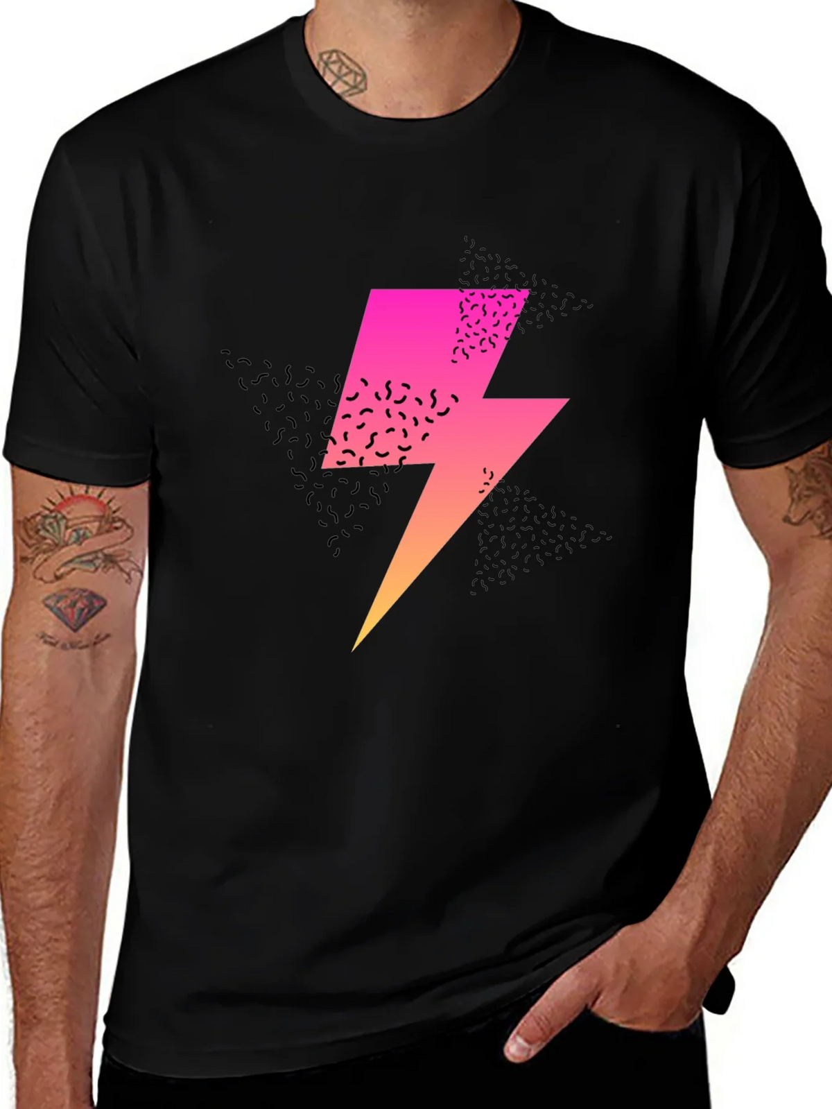 Retro Lightning Bolt Graphic Tee - Black product image 1