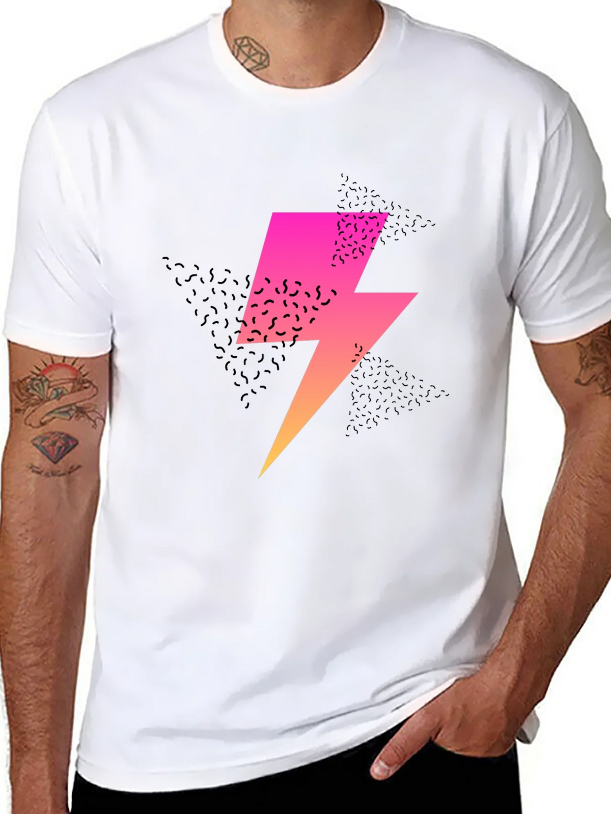 Retro Lightning Bolt Graphic Tee - Black product image 7