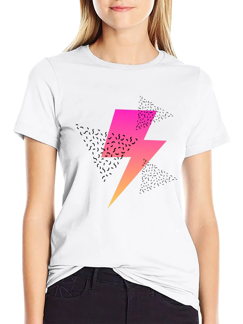Retro Lightning Bolt Graphic Tee - Black product image 8