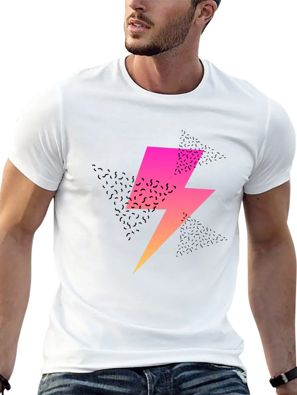 Retro Lightning Bolt Graphic Tee - Black product image 12