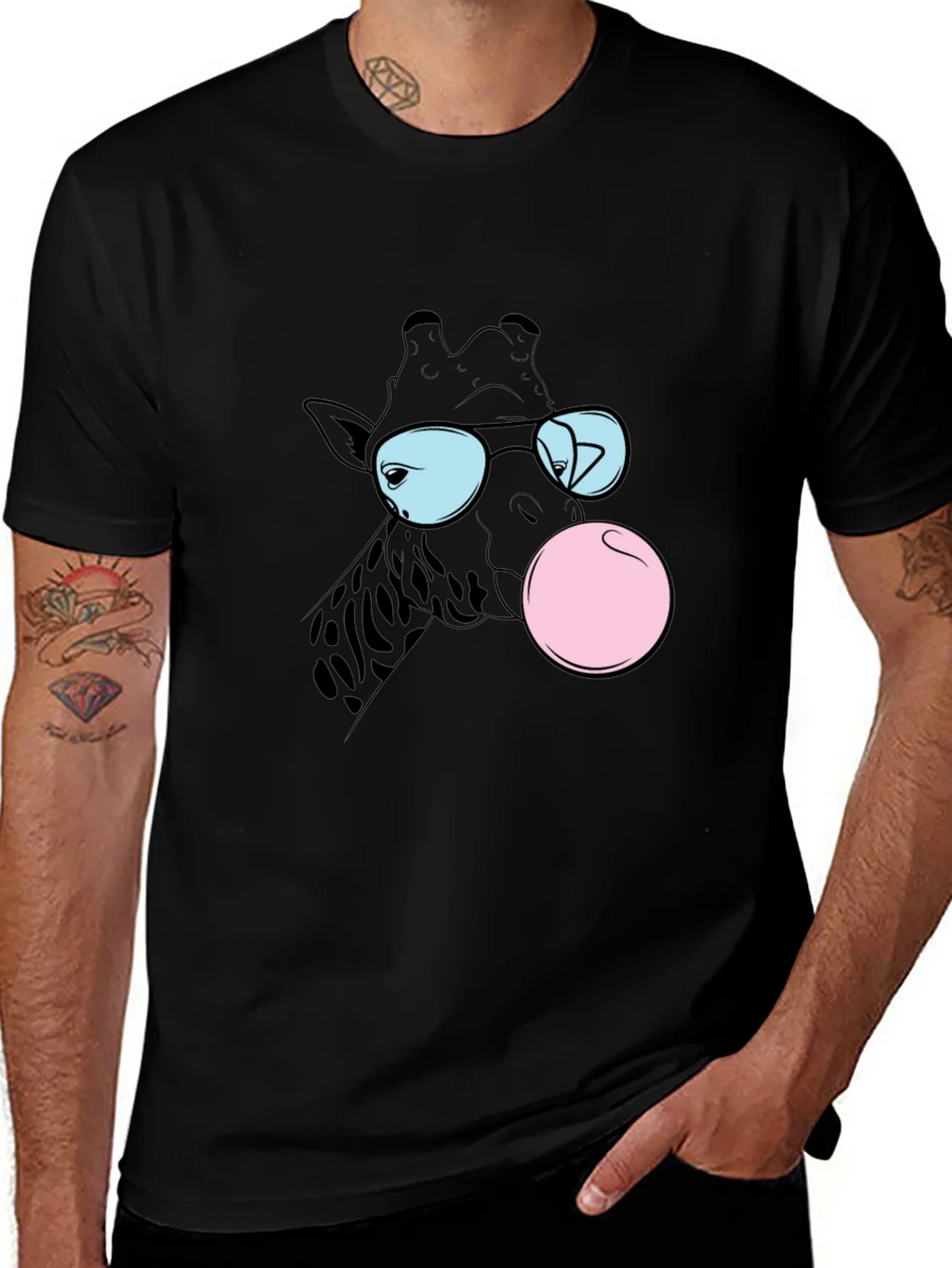 Cool Giraffe Bubble Gum Graphic Tee product image 1