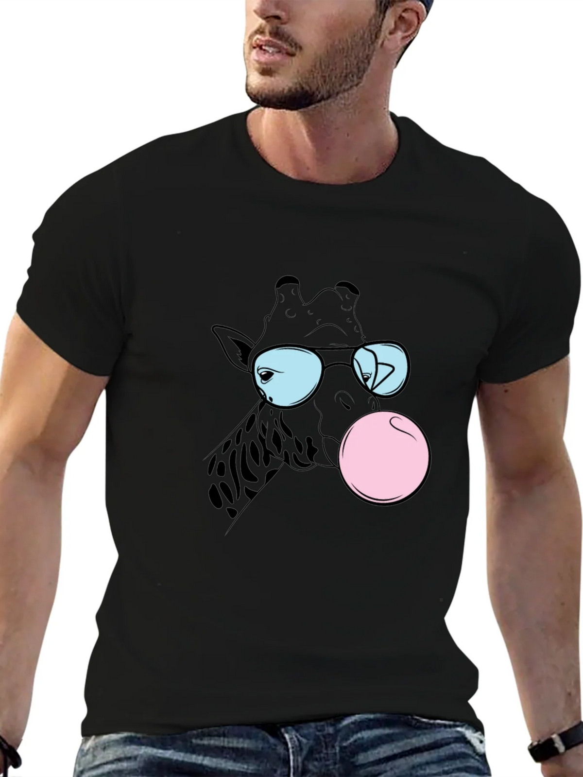 Cool Giraffe Bubble Gum Graphic Tee product image 6