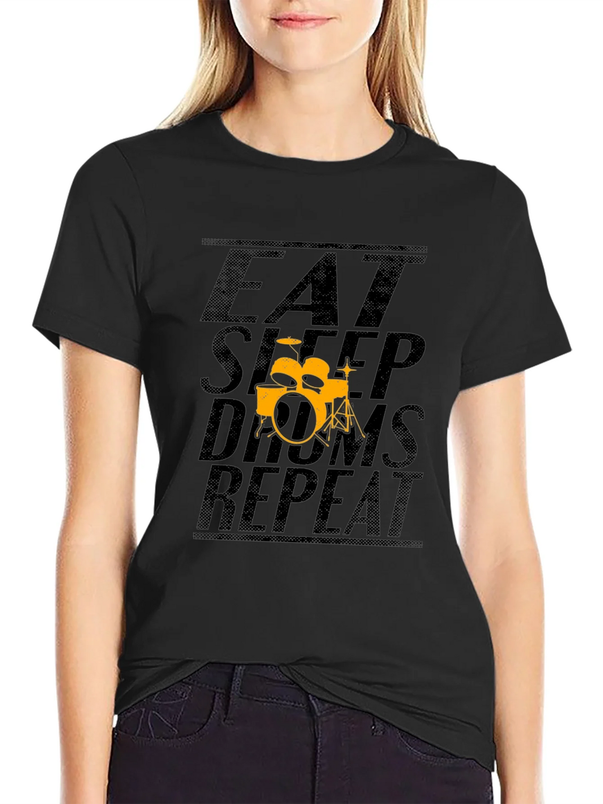 Eat Sleep Drums Repeat Black T-Shirt product image 2