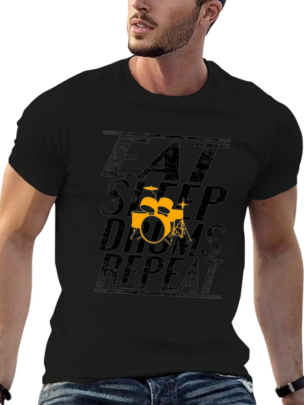 Eat Sleep Drums Repeat Black T-Shirt product image 6