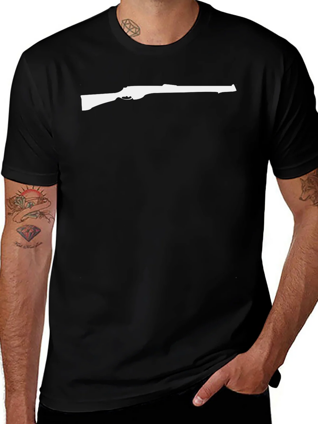 Rifle Graphic Tee - Classic Black Cotton T-Shirt product image 1