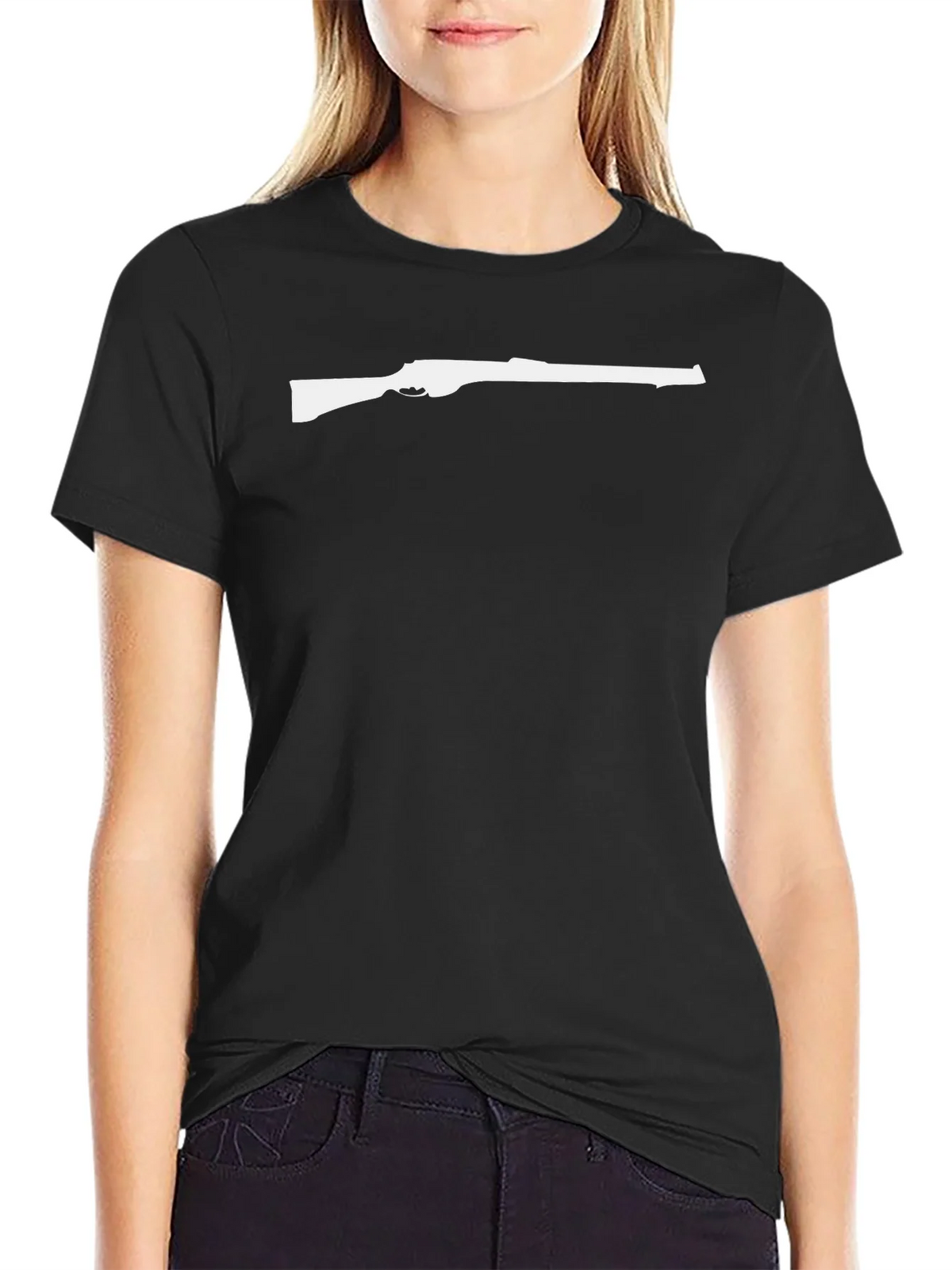 Rifle Graphic Tee - Classic Black Cotton T-Shirt product image 2
