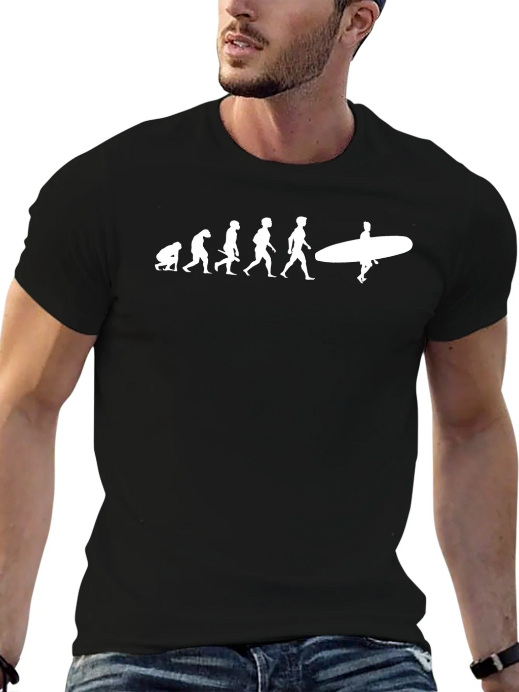 Evolution of Surfing Black T-Shirt product image 6