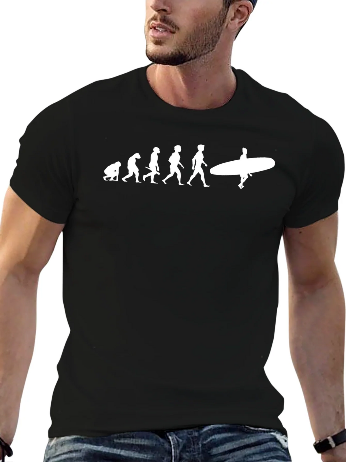 Evolution of Surfing Black T-Shirt product image 6