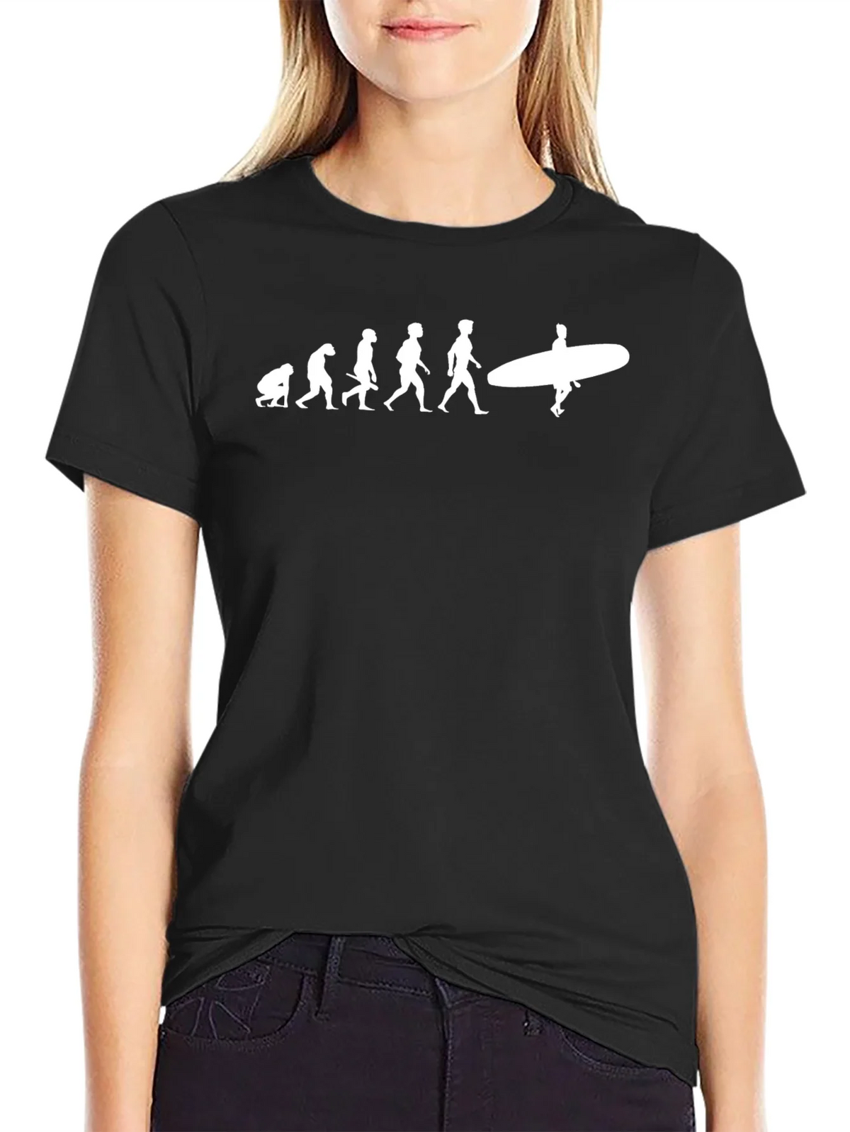 Evolution of Surfing Black T-Shirt product image 2