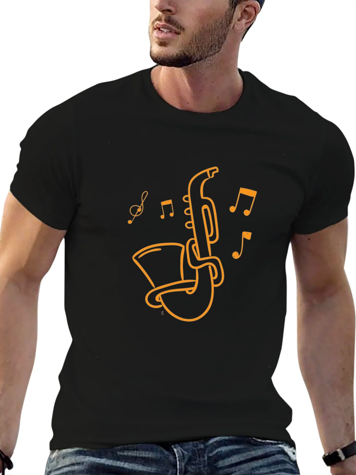 Saxophone Music Graphic T-Shirt - Black product image 6