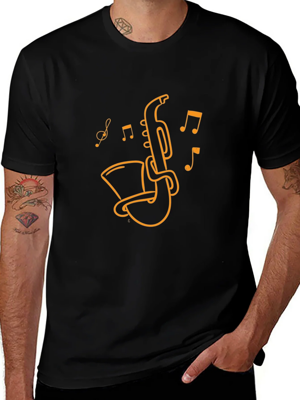 Saxophone Music Graphic T-Shirt - Black product image 1