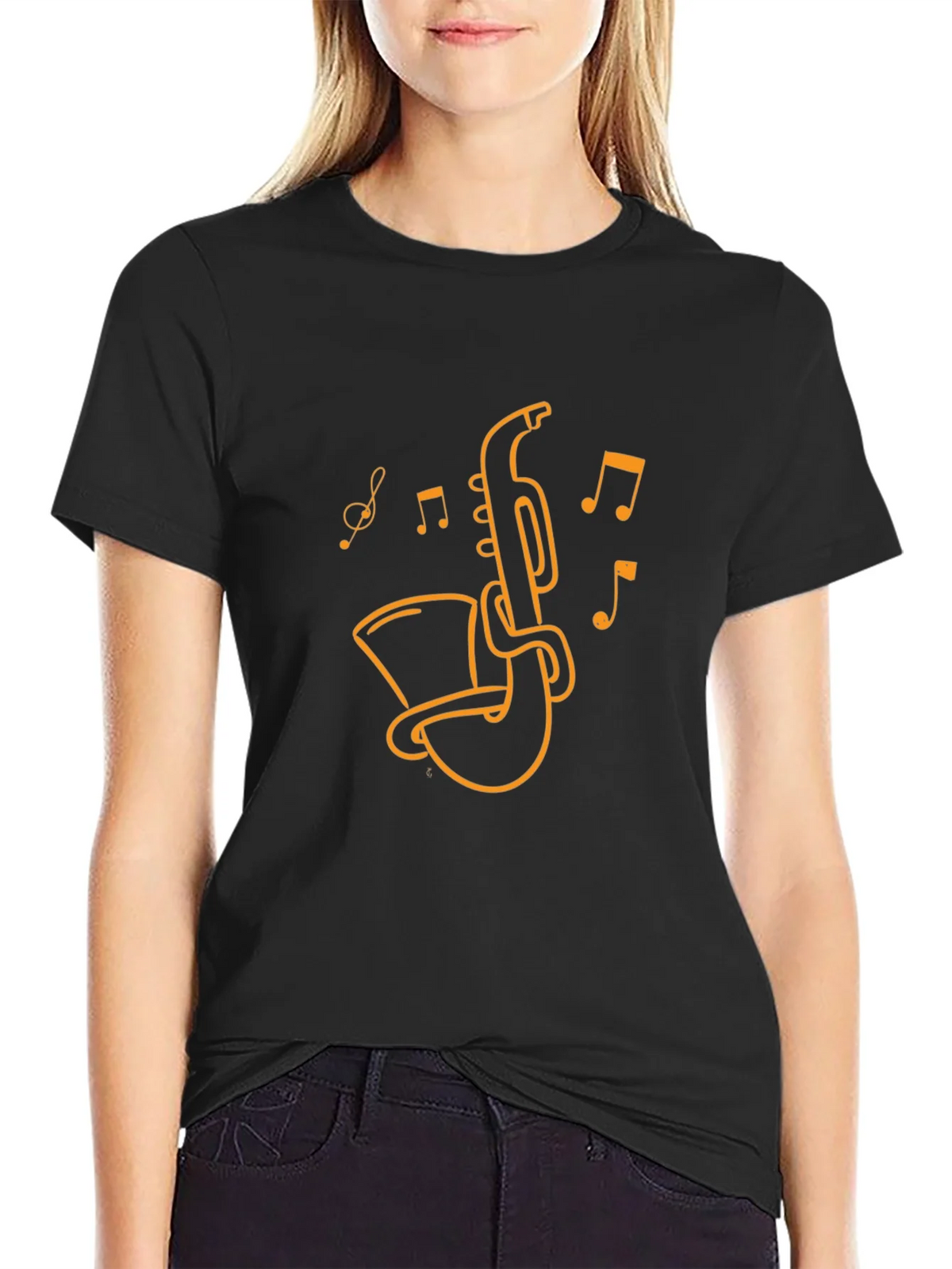 Saxophone Music Graphic T-Shirt - Black product image 2