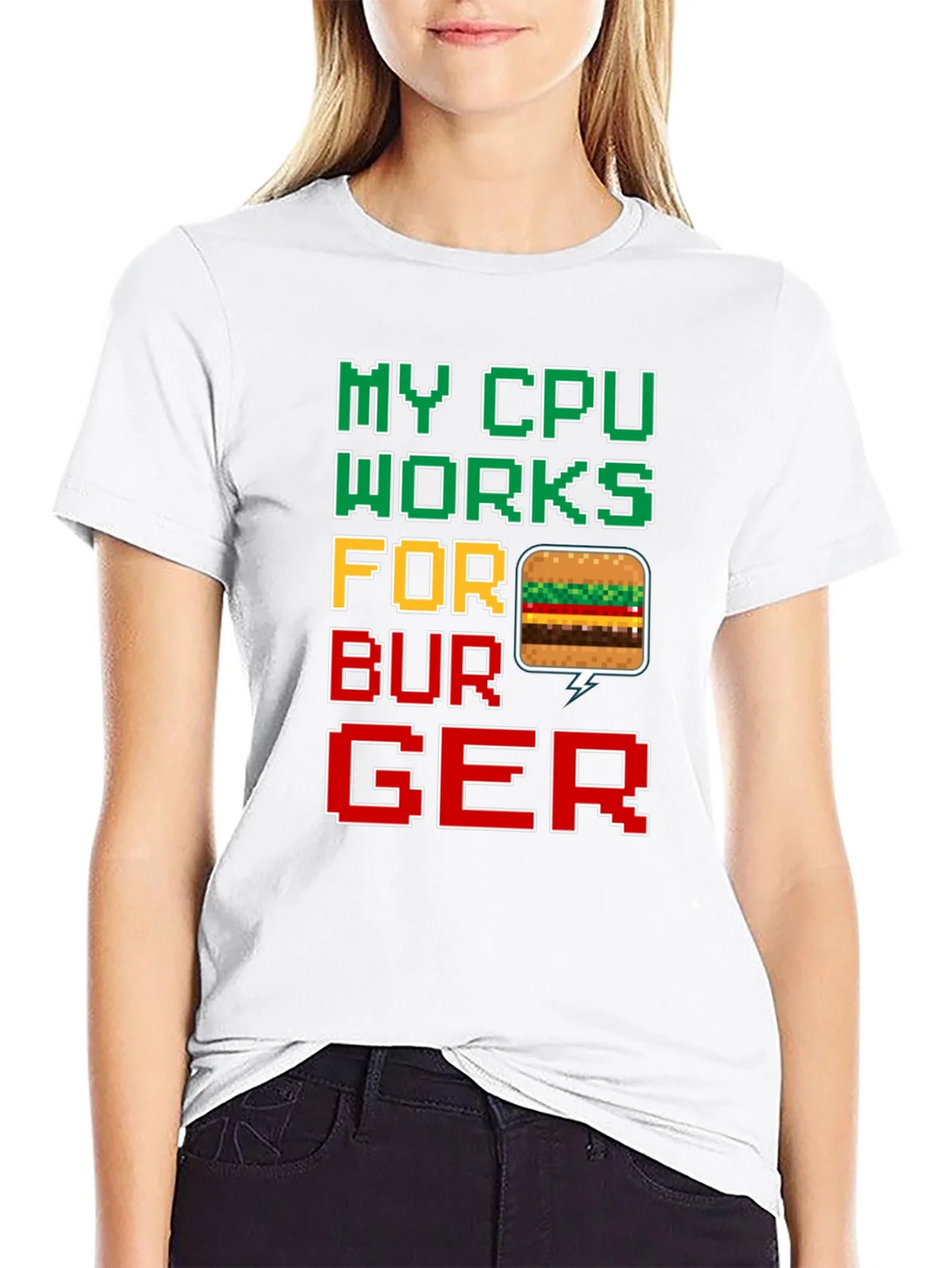 My CPU Works For Burger Funny Graphic Tee product image 5