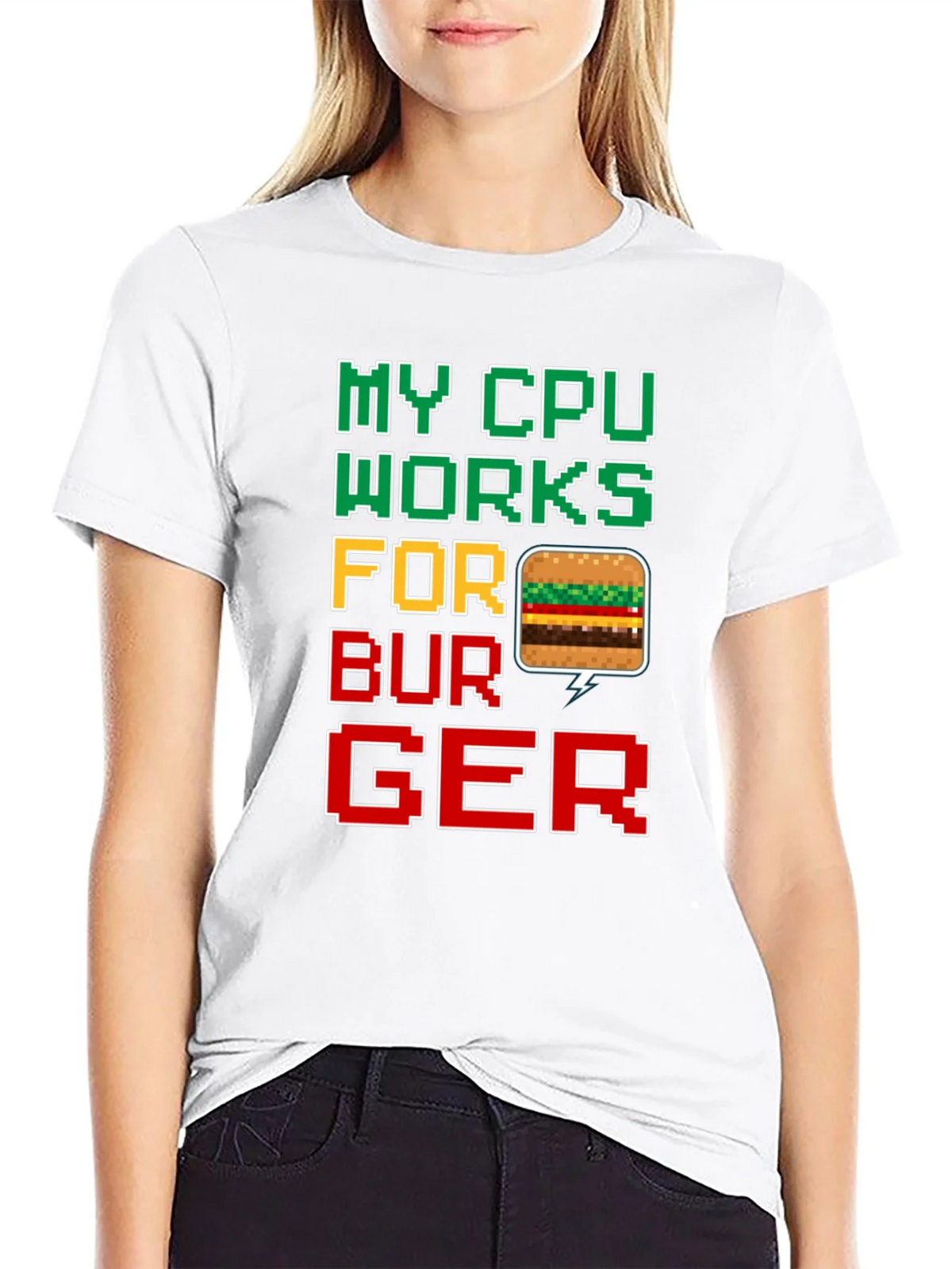 My CPU Works For Burger Funny Graphic Tee product image 5