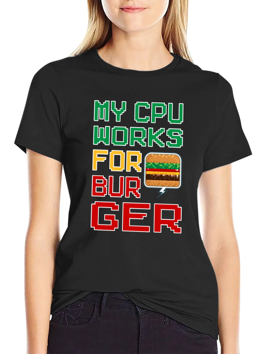 My CPU Works For Burger Funny Graphic Tee product image 1